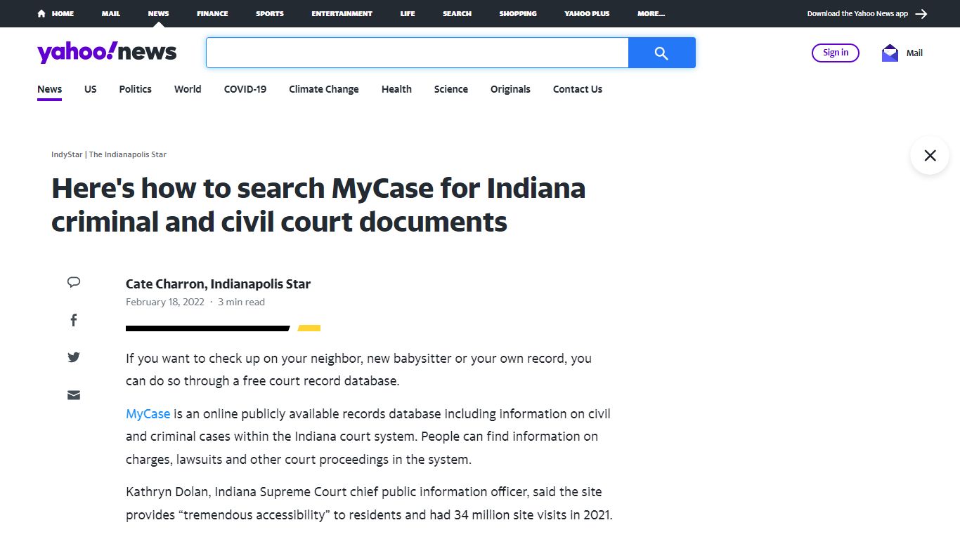 Here's how to search MyCase for Indiana criminal and civil court documents